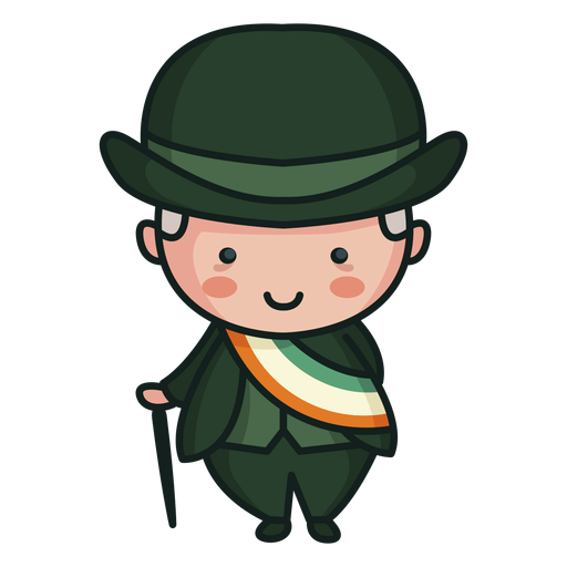 Dreifarbige Flagge des niedlichen Mannes des irischen Charakters PNG-Design