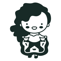 Irish character stroke cute dress woman PNG Design
