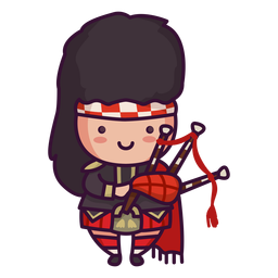 Hombre escocés carácter lindo gaitas Diseño PNG