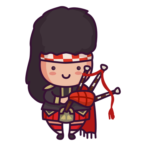 Man scottish character cute bagpipes PNG Design