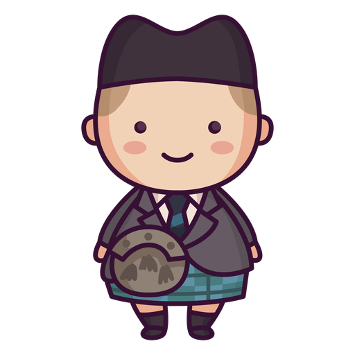 Man tartan kilt scottish character cute PNG Design