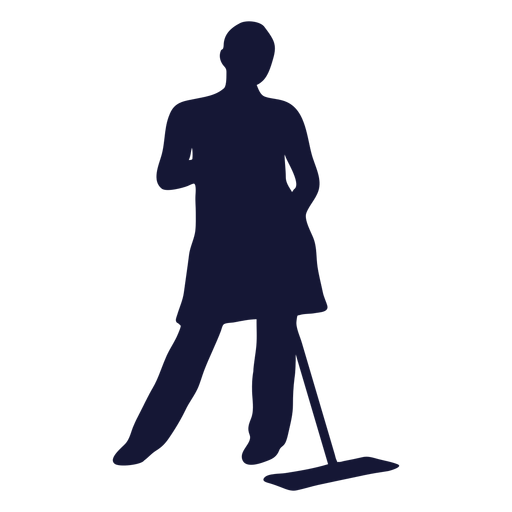 Pose cleaner mopping silhouette