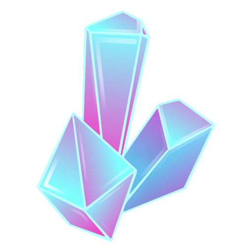 Prismen lange Kristalle blau PNG-Design