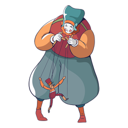 Personagem de circo marionetista colorido Desenho PNG