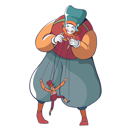 Personagem de circo marionetista colorido Desenho PNG