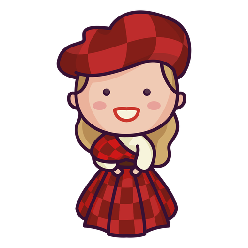 Scottish character cute tartan dress PNG Design