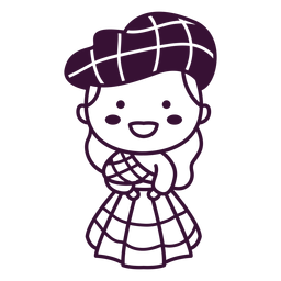 Trazo de vestido de tartán lindo personaje escocés Diseño PNG