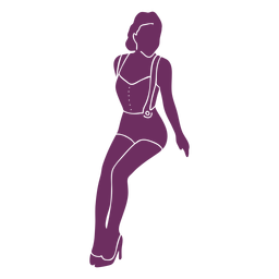 Silhouette classy pinup girl PNG Design