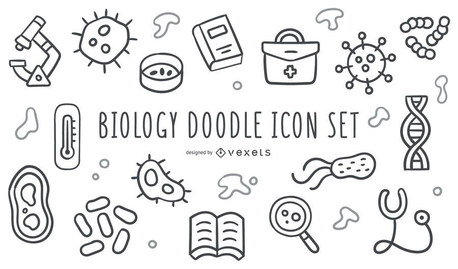 Biology doodle icon set Biology doodle icon set