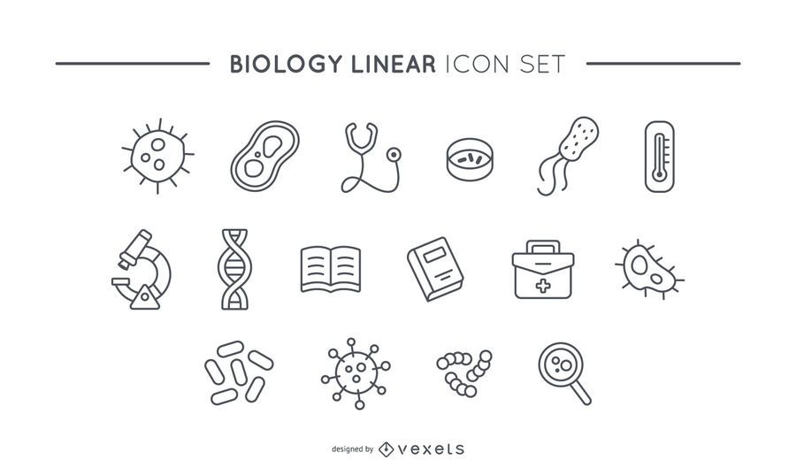 Biology linear icon set Biology linear icon set