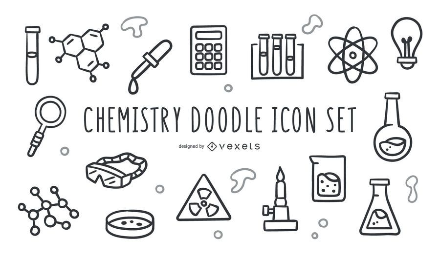 Chemistry doodle icon set Chemistry doodle icon set