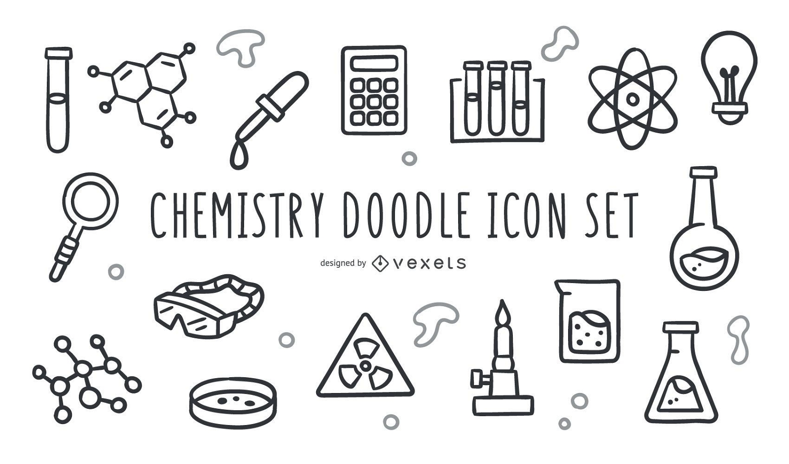 Chemistry doodle icon set