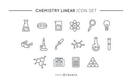 Chemistry linear icon set