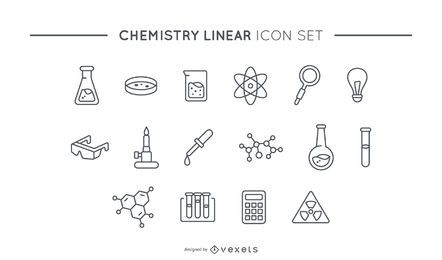 Conjunto de ícones lineares de química