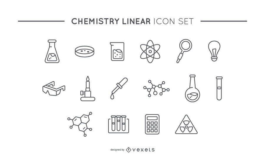 Chemistry linear icon set Chemistry linear icon set