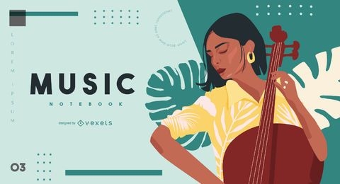 Diseño de portada de aprendizaje musical