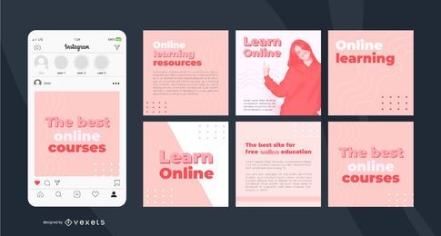 Plantilla simple de publicación de Instagram de aprendizaje en línea