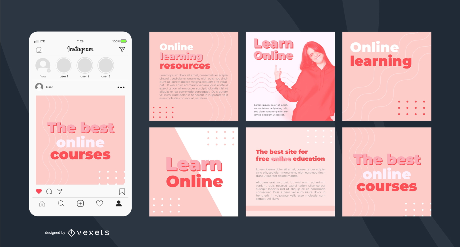 Simple Online Learning Instagram Post Template