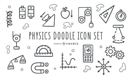 Conjunto de ícones de doodle de física