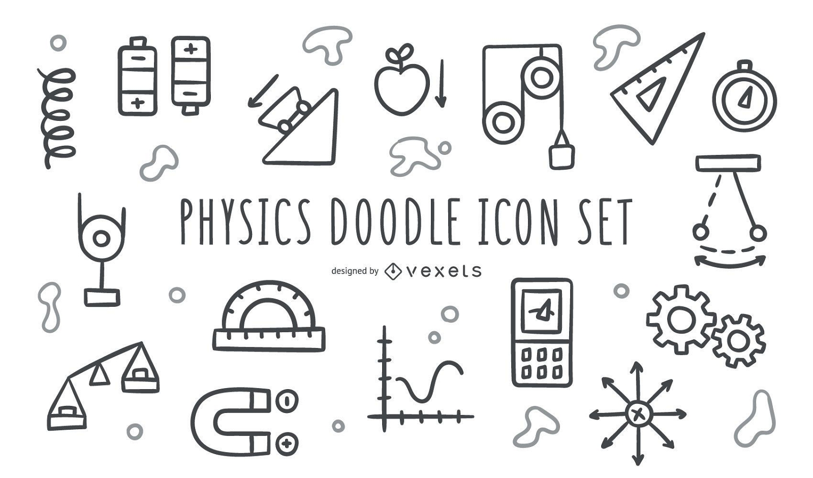 Physics doodle icon set
