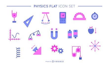 Physics flat icon set