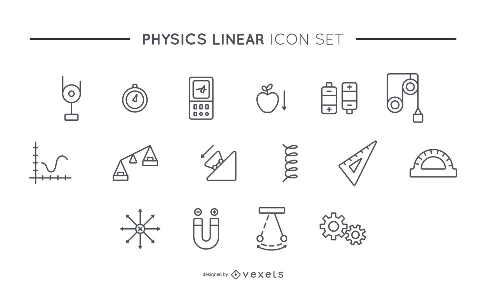 Conjunto de ícones lineares de física