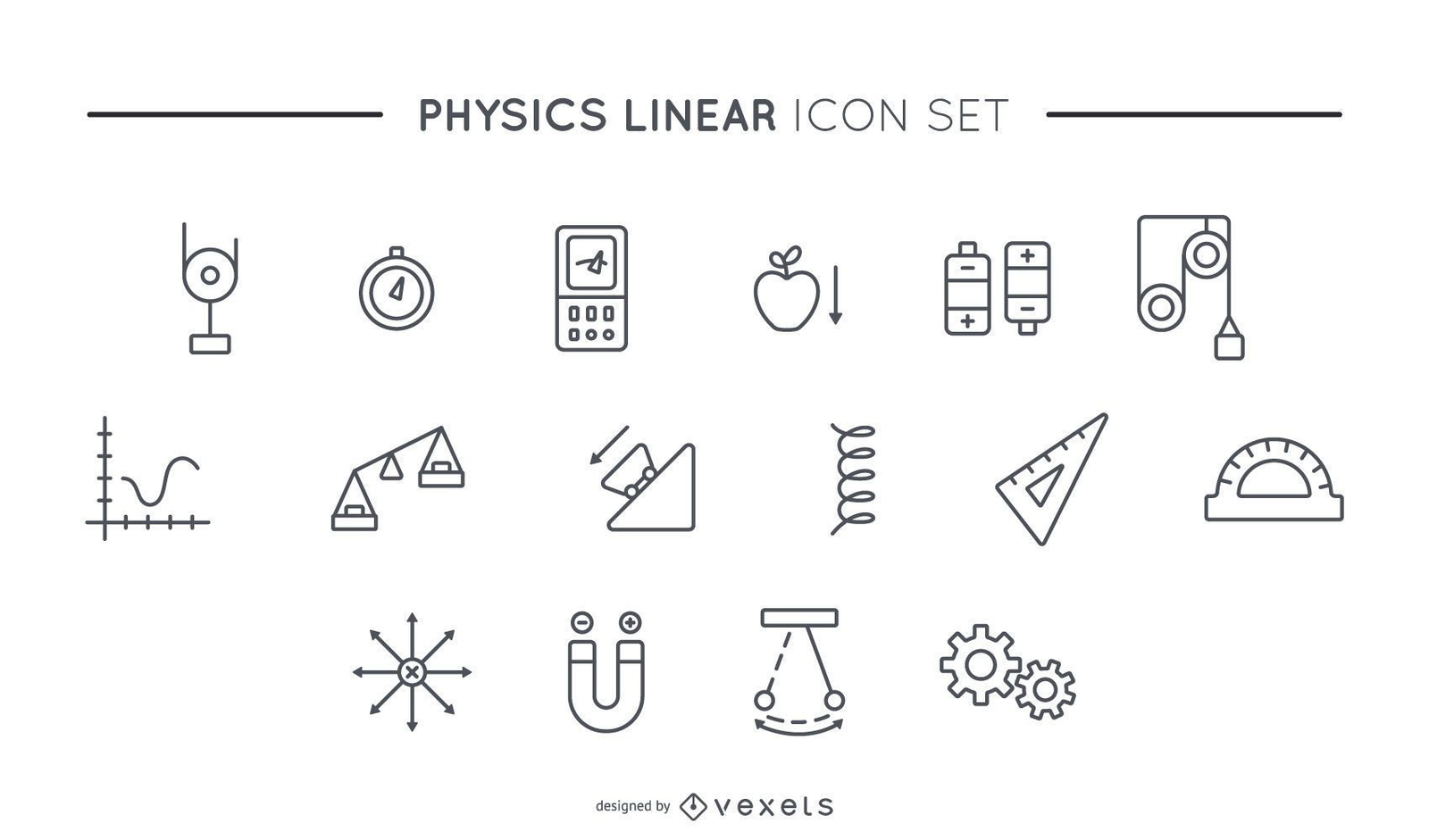 Linearer Symbolsatz Für Physik Vektor Download