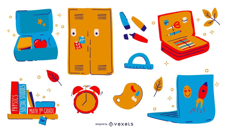 Back to school colorful elements set Back to school colorful elements set
