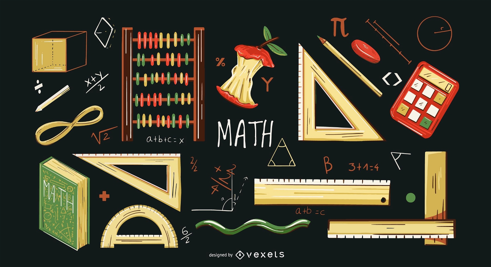 Conjunto de ilustración de elementos matemáticos