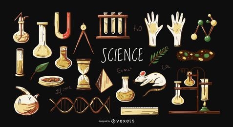 Conjunto de ilustração de elementos científicos