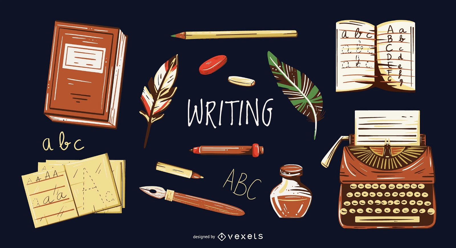 Writing elements illustration set