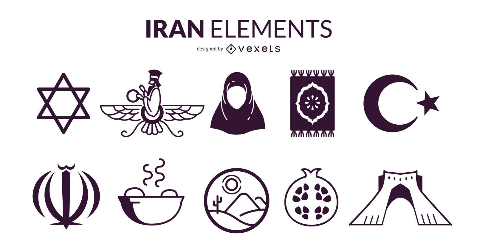Conjunto de design de elementos do Irã