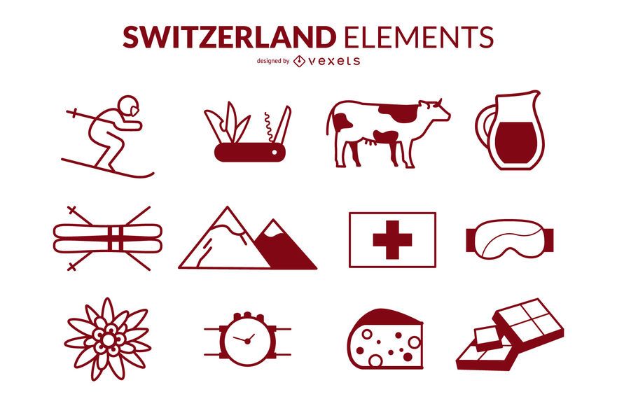 Switzerland Stroke Icons Design Pack Switzerland Stroke Icons Design Pack