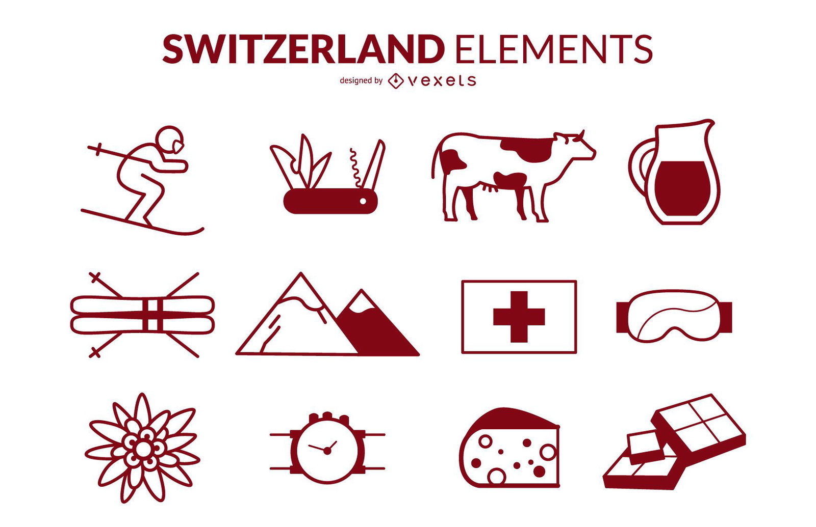 Schweiz Stroke Icons Design Pack