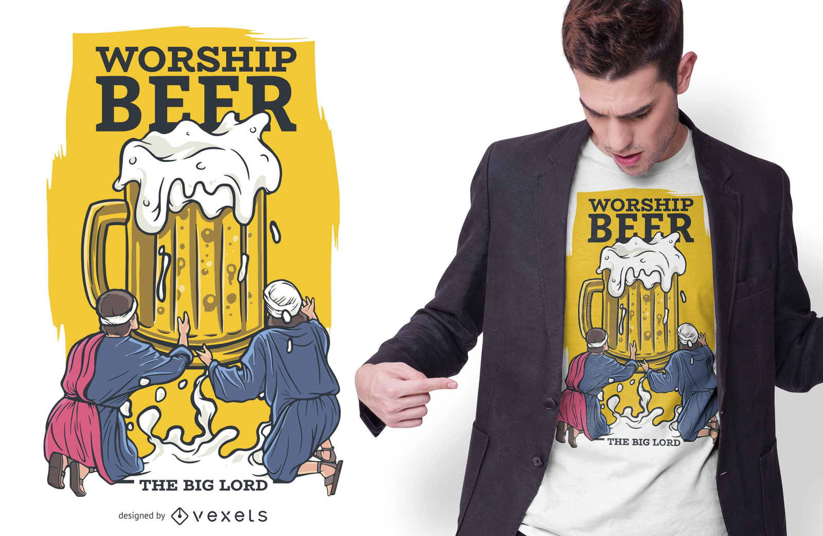 Beer Worship Drinking T-shirt Design