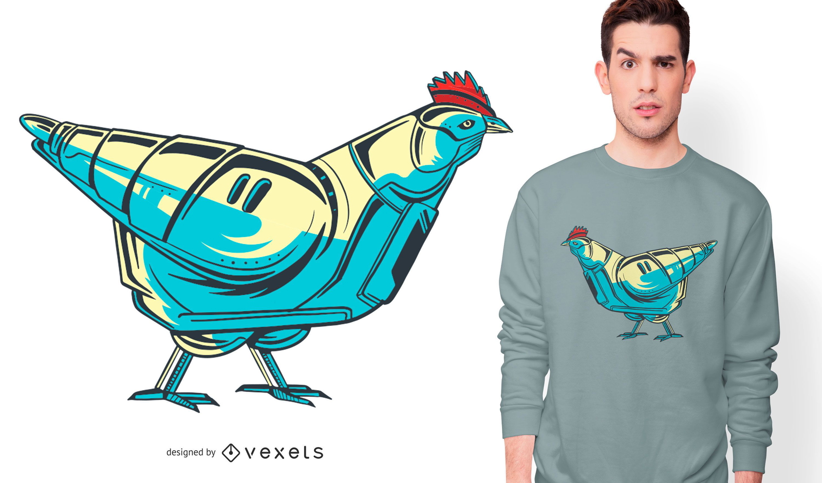 Chicken Robot T-Shirt Design