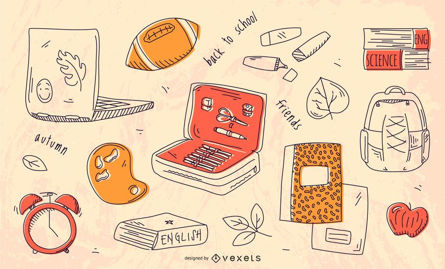 Back to school hand drawn elements Back to school hand drawn elements