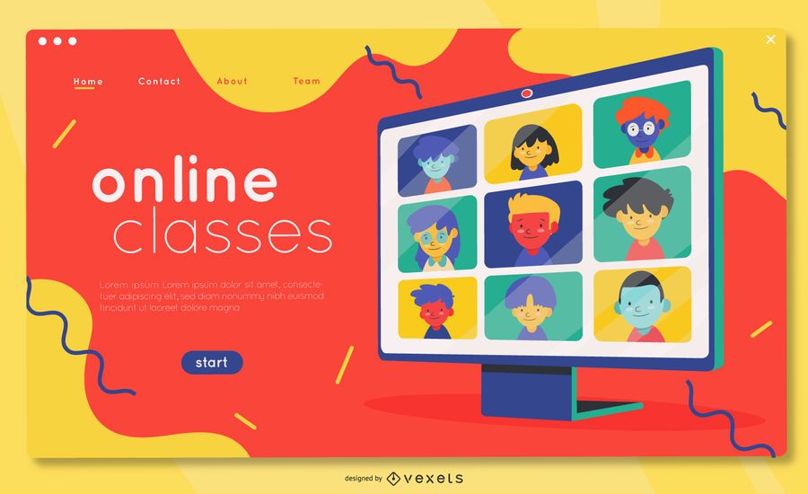 Download Online Courses Landing Page Template - Vector Download