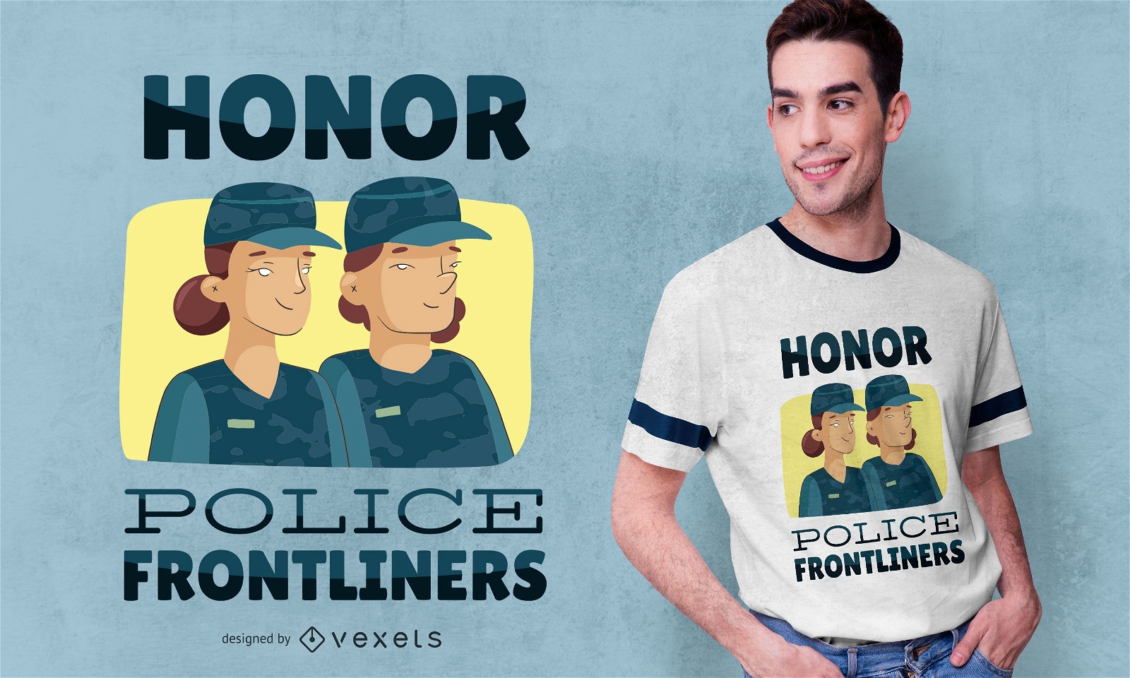 Police Frontliners Cartoon T-shirt Design