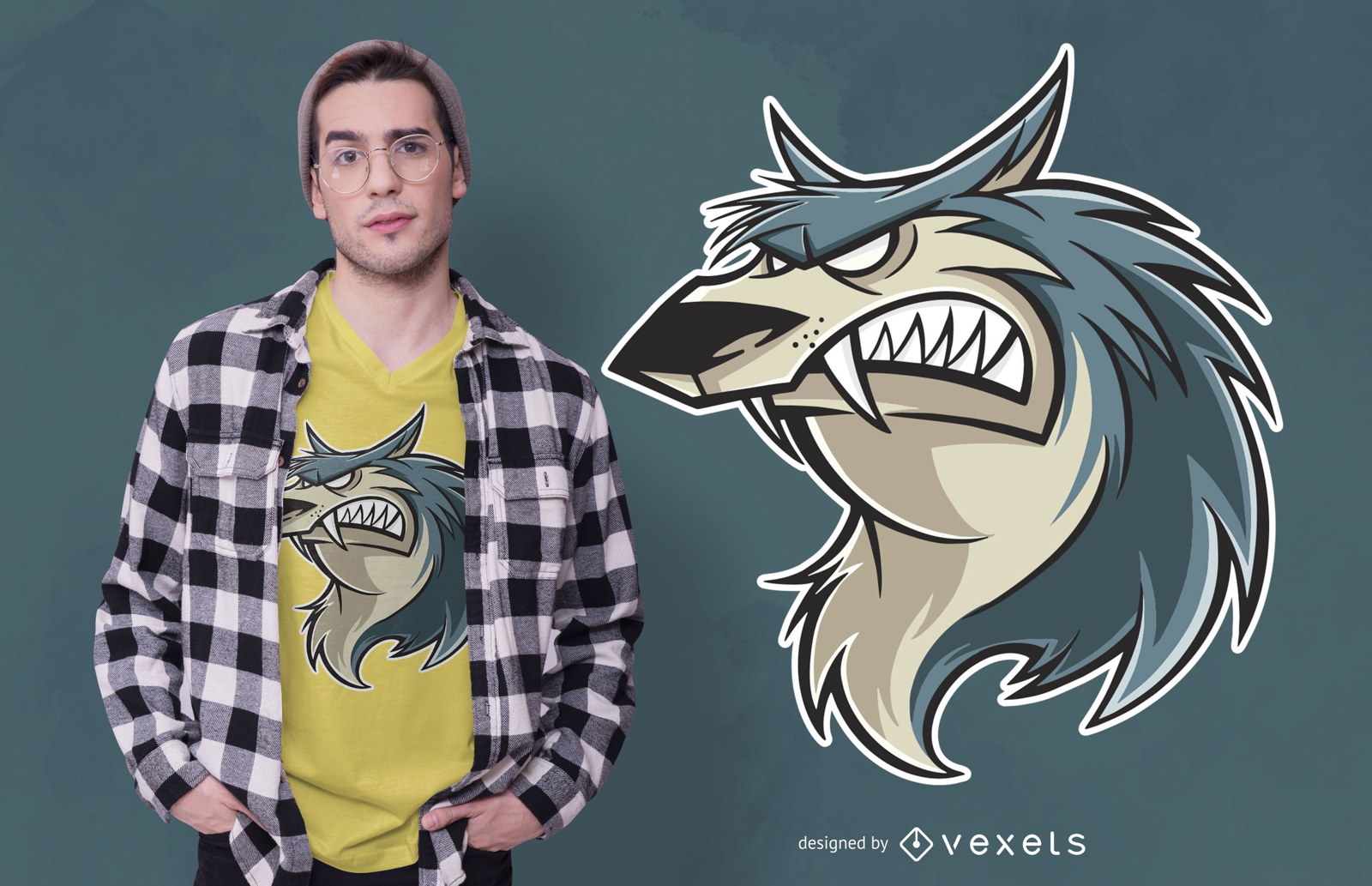 Design de camiseta Wolf Cartoon