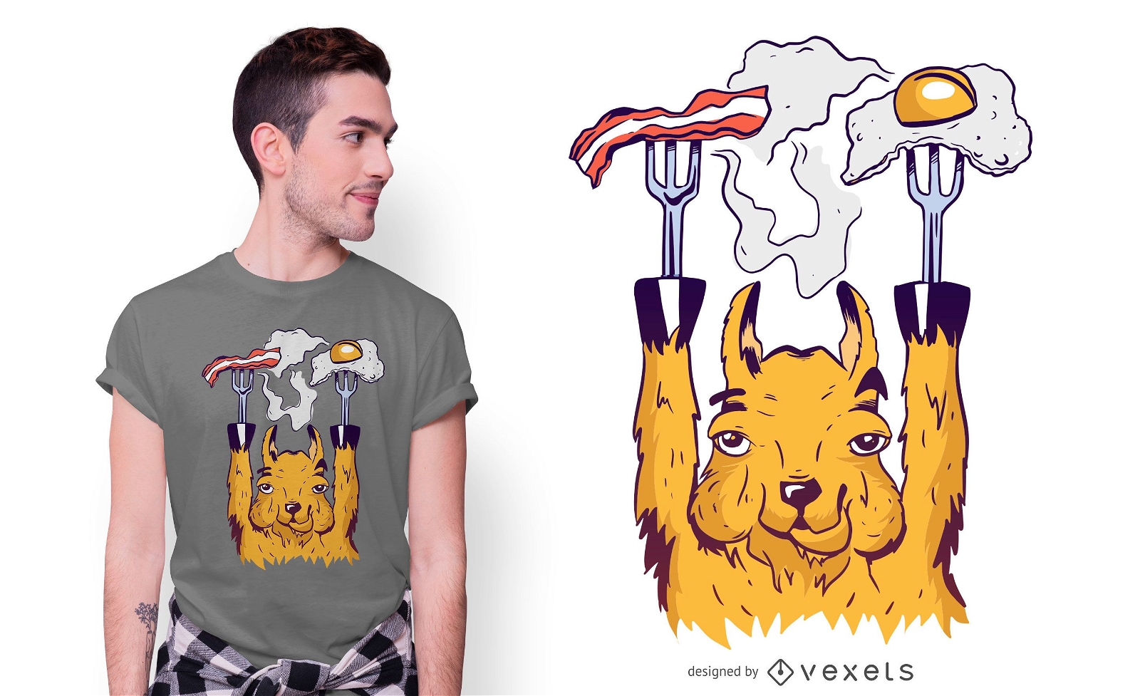 Design de t-shirt Breakfast Llama