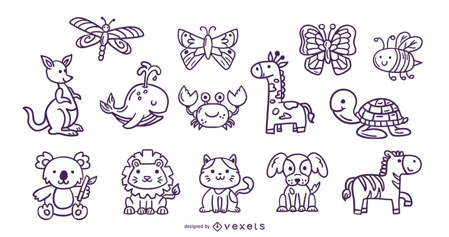 Colección de trazos de animales lindos Colección de trazos de animales lindos