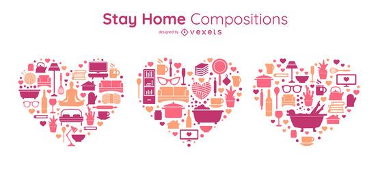Stay home heart compositions set