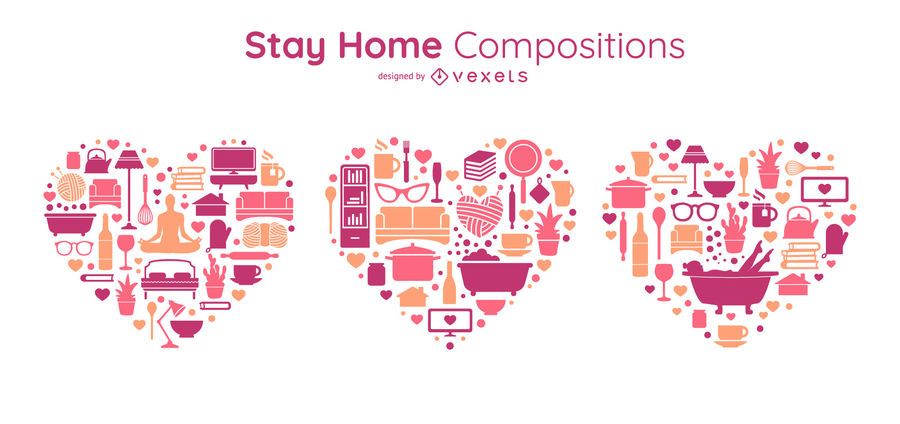 Stay home heart compositions set Stay home heart compositions set