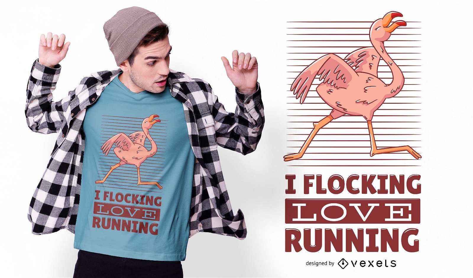 Dise?o de camiseta Flamingo Running