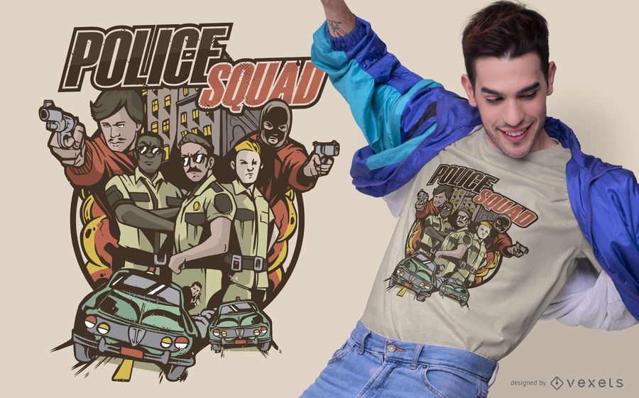 Diseño de camiseta de ilustración de escuadrón de policía Diseño de camiseta de ilustración de escuadrón de policía