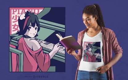 Shojo Pianist Woman T-shirt Design