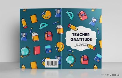 Diseño de portada de diario de gratitud de maestro de escuela