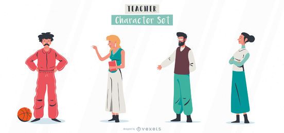 Conjunto de ilustração de personagens do professor