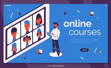 Online Courses Education Landing Page Vector Download